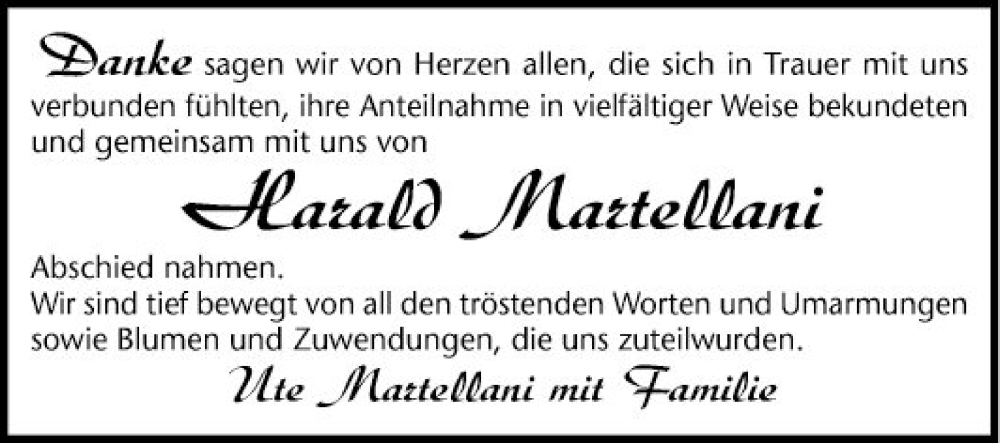  Traueranzeige für Harald Martellani vom 14.10.2023 aus Mannheimer Morgen