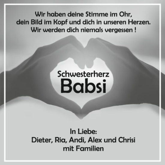 Traueranzeige von Barbara Sartorius von Fränkische Nachrichten