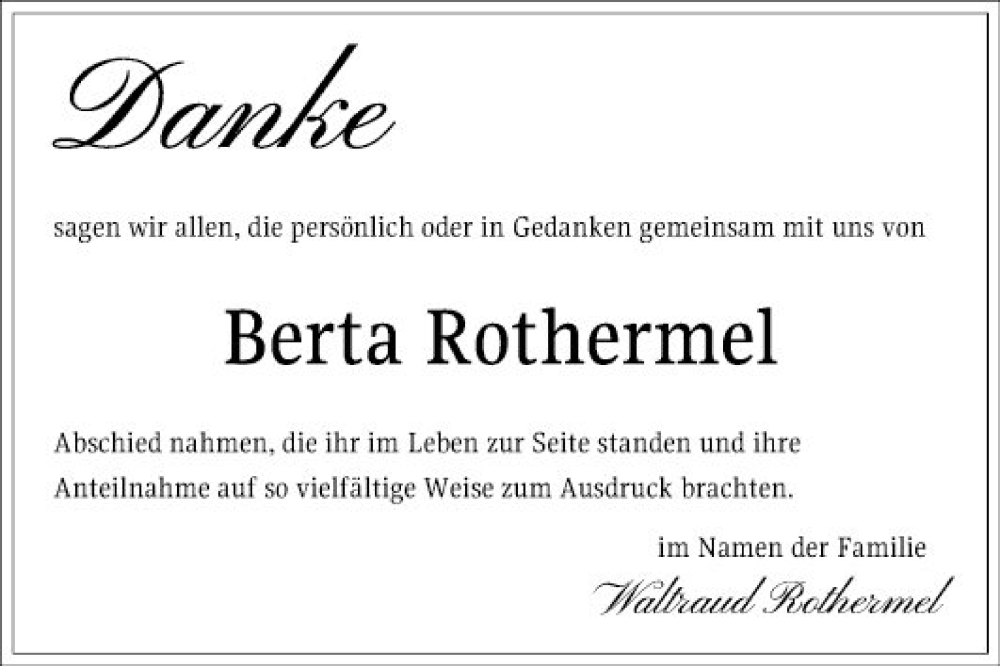  Traueranzeige für Berta Rothermel vom 09.12.2023 aus Bergsträßer Anzeiger