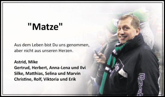 Traueranzeige von Matze  von Fränkische Nachrichten