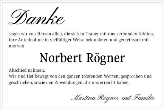 Traueranzeige von Norbert Rögner von Mannheimer Morgen