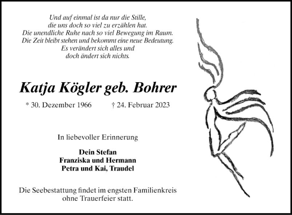  Traueranzeige für Katja Kögler vom 28.02.2023 aus Schwetzinger Zeitung
