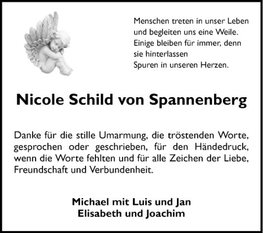  Traueranzeige für Nicole Schild von Spannenberg vom 04.02.2023 aus Mannheimer Morgen