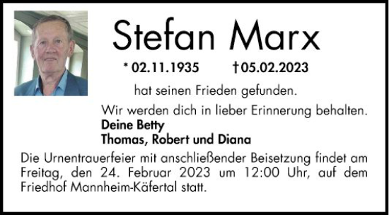 Traueranzeige von Stefan Marx von Mannheimer Morgen