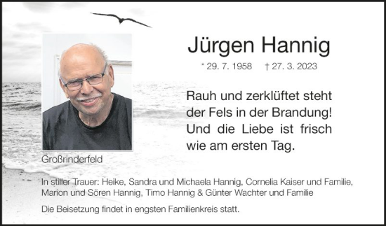 Traueranzeige von Jürgen Hannig von Fränkische Nachrichten