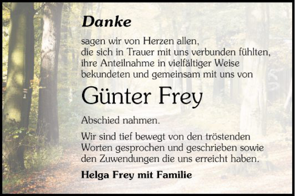  Traueranzeige für Günter Frey vom 13.01.2024 aus Mannheimer Morgen
