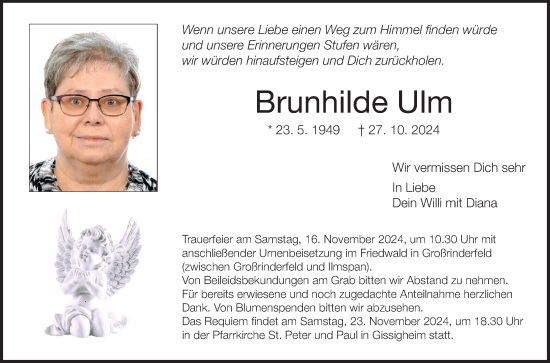 Traueranzeige von Brunhilde Ulm von Fränkische Nachrichten