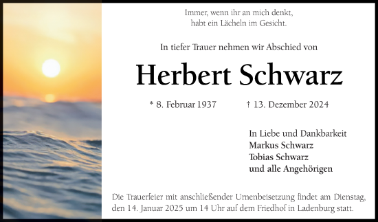 Traueranzeige von Herbert Schwarz von Mannheimer Morgen