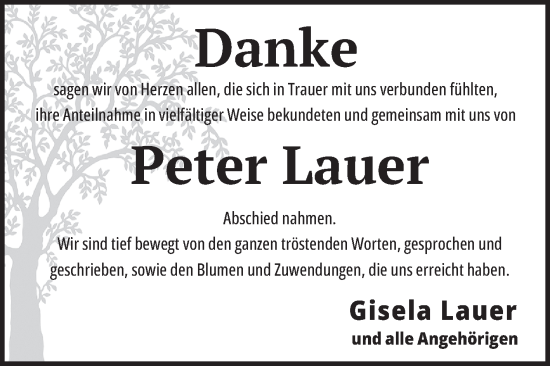 Traueranzeige von Peter Lauer von Schwetzinger Zeitung