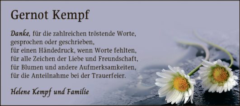  Traueranzeige für Gernot Kempf vom 24.02.2024 aus Fränkische Nachrichten