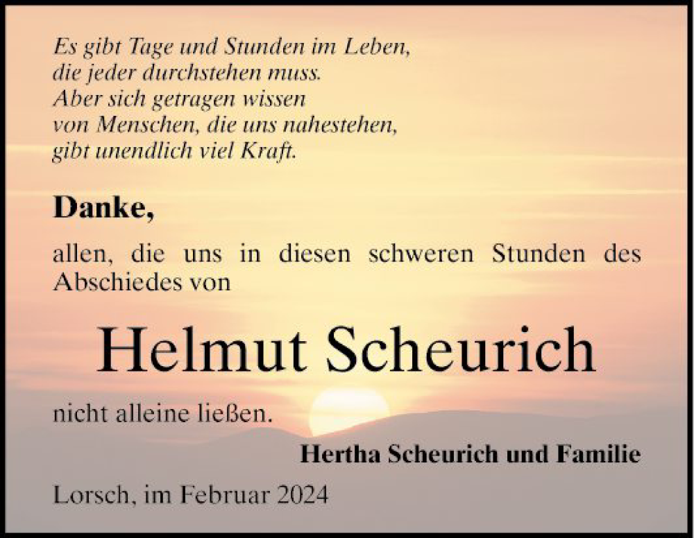 Traueranzeige für Helmut Scheurich vom 03.02.2024 aus Bergsträßer Anzeiger
