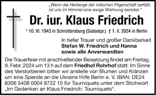 Traueranzeige von Klaus Friedrich von Mannheimer Morgen