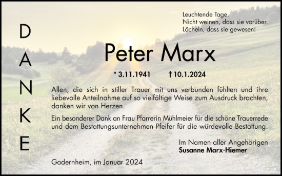 Traueranzeige von Peter Marx von Bergsträßer Anzeiger