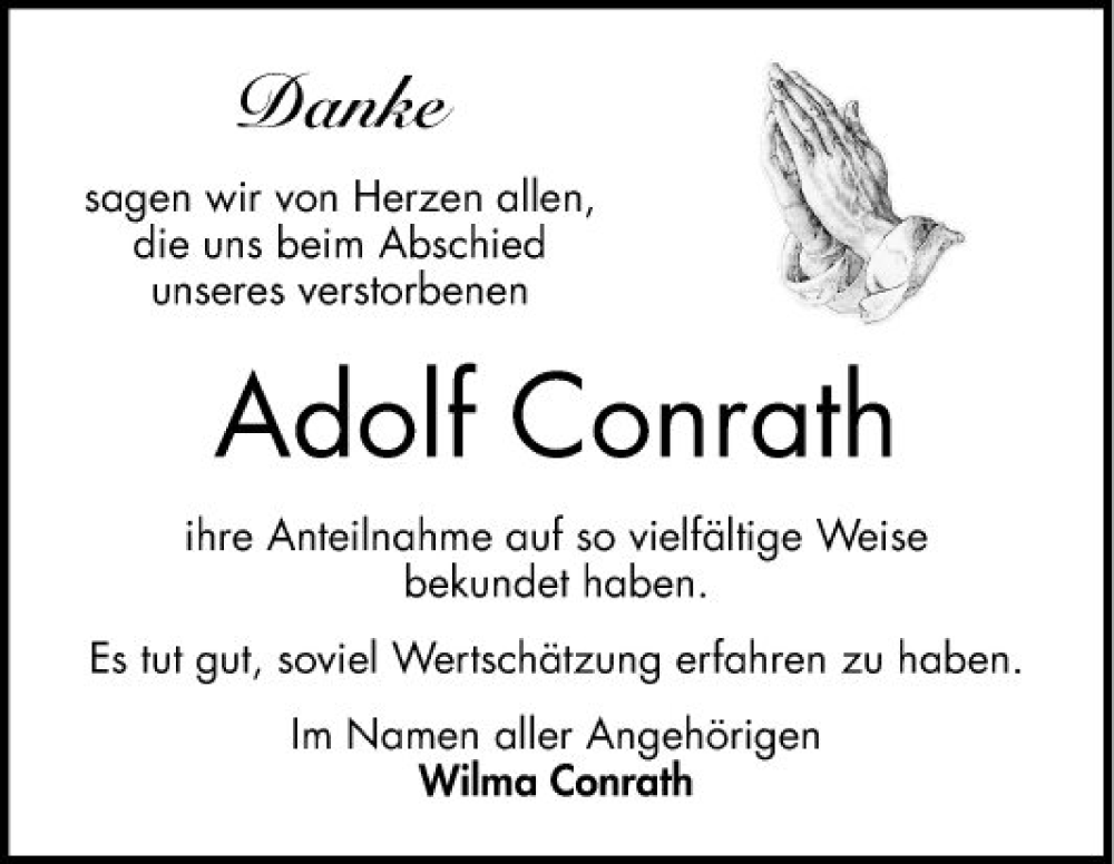  Traueranzeige für Adolf Conrath vom 30.03.2024 aus Bergsträßer Anzeiger