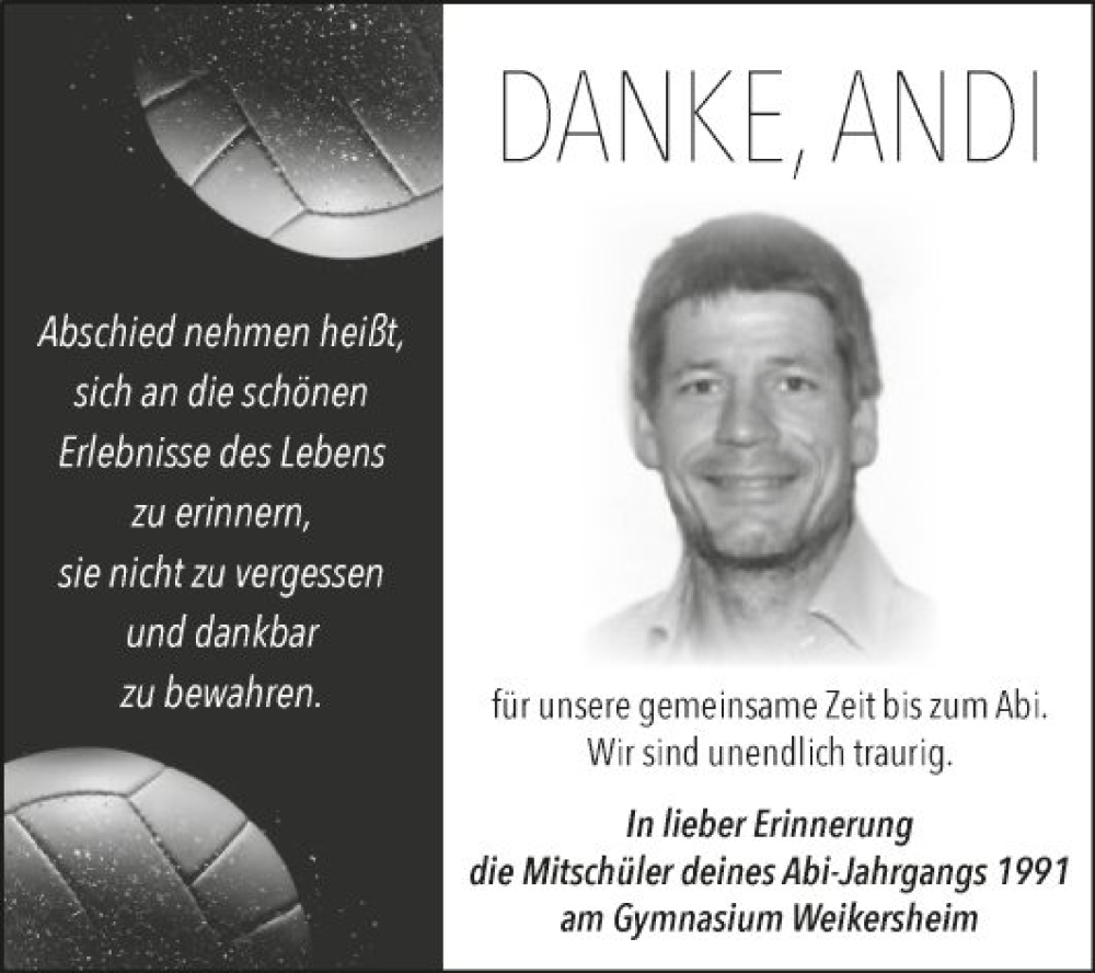  Traueranzeige für Andreas Singer vom 19.03.2024 aus Fränkische Nachrichten