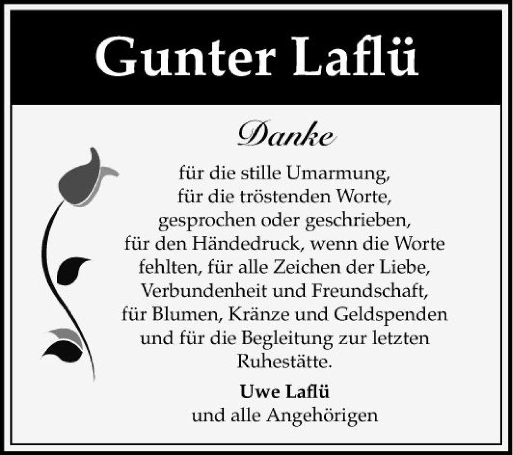 Traueranzeige für Gunter Laflü vom 30.03.2024 aus Bergsträßer Anzeiger