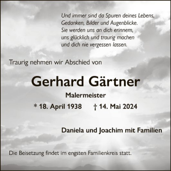 Traueranzeige von Gerhard Gärtner von Mannheimer Morgen