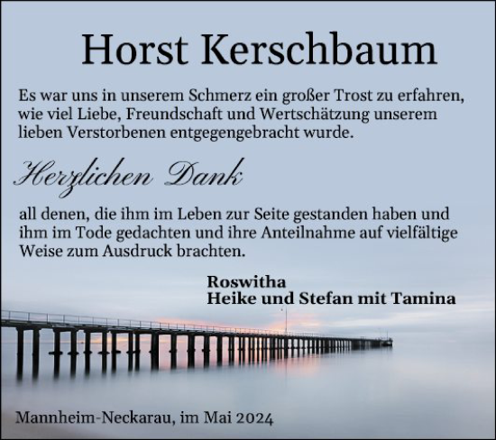 Traueranzeige von Horst Kerschbaum von Mannheimer Morgen