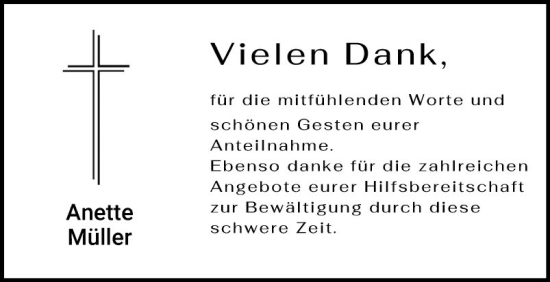 Traueranzeige von Anette Müller von Bergsträßer Anzeiger