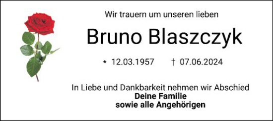 Traueranzeige von Bruno Blaszczyk von Mannheimer Morgen