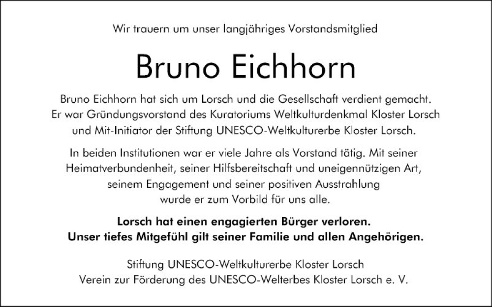  Traueranzeige für Bruno Eichhorn vom 25.06.2024 aus Bergsträßer Anzeiger