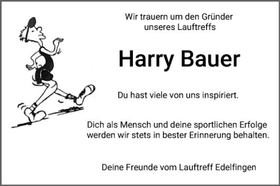 Traueranzeige von Harry Bauer von Fränkische Nachrichten