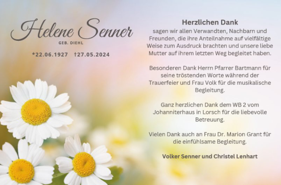 Traueranzeige von Herzlichen Dank von Bergsträßer Anzeiger