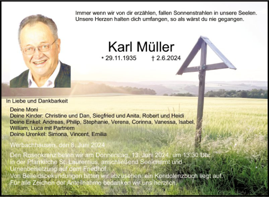 Traueranzeige von Karl Müller von Fränkische Nachrichten