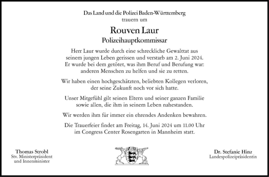 Traueranzeige von Rouven Laur von Mannheimer Morgen