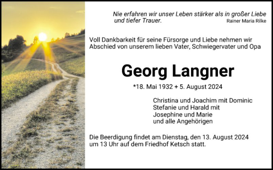 Traueranzeige von Georg Langner von Schwetzinger Zeitung