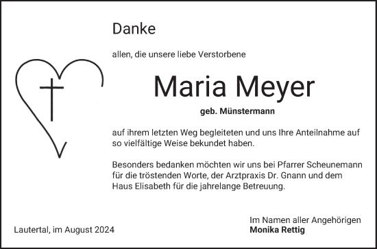 Traueranzeige von Maria Meyer von Bergsträßer Anzeiger