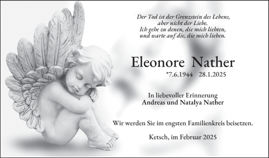 Traueranzeige von Eleonore Nather von Schwetzinger Zeitung