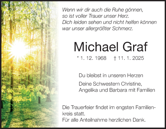 Traueranzeige von Michael Graf von Fränkische Nachrichten