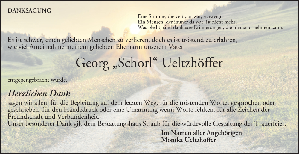 Traueranzeige für Georg Ueltzhöffer vom 04.10.2025 aus Schwetzinger Zeitung