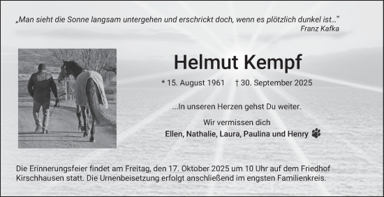 Traueranzeige von Helmut Kempf von Mannheimer Morgen