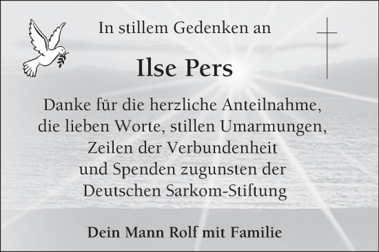 Traueranzeige von Ilse Pers von Fränkische Nachrichten