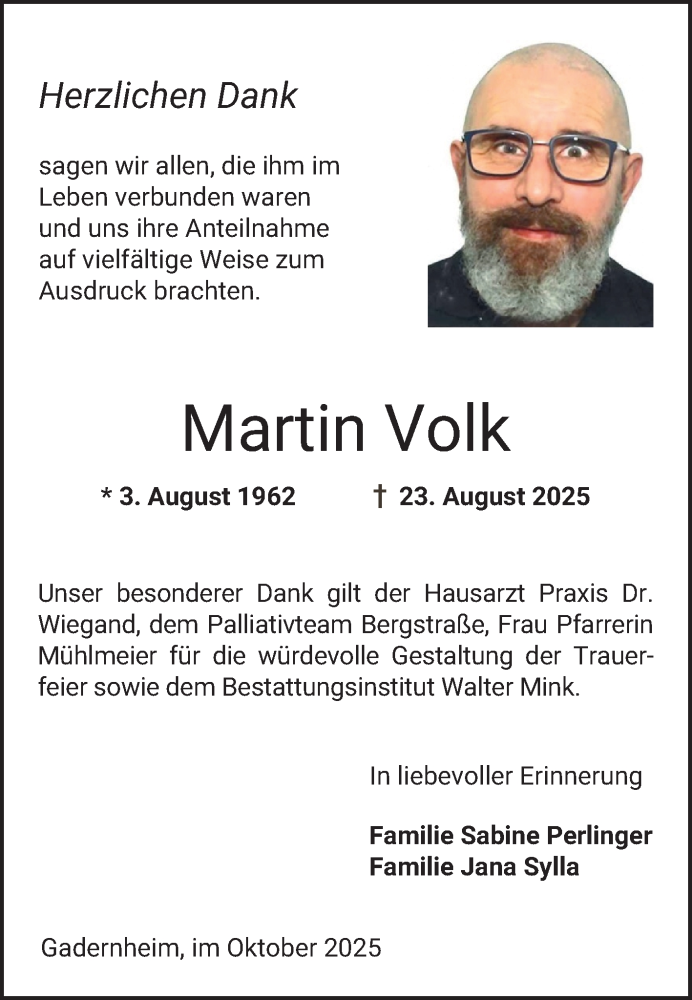  Traueranzeige für Martin Volk vom 04.10.2025 aus Bergsträßer Anzeiger