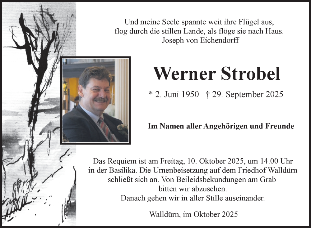  Traueranzeige für Werner Strobel vom 08.10.2025 aus Fränkische Nachrichten