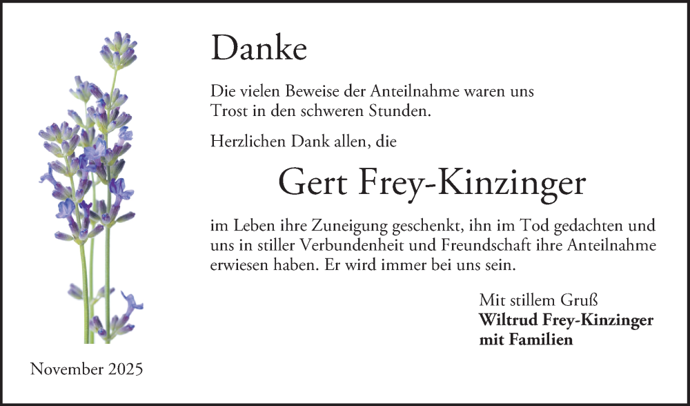  Traueranzeige für Gert Frey-Kinzinger vom 22.11.2025 aus Bergsträßer Anzeiger