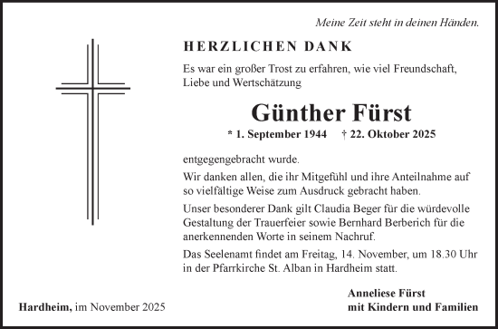 Traueranzeige von Günther Fürst von Fränkische Nachrichten