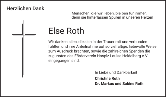 Traueranzeige von Else Roth von Schwetzinger Zeitung