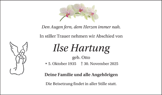 Traueranzeige von Ilse Hartung von Mannheimer Morgen