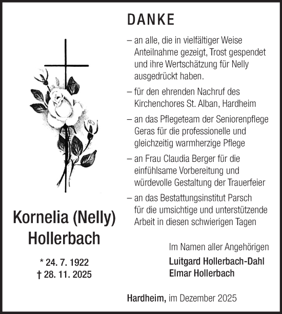 Traueranzeige von Kornelia Hollerbach von Fränkische Nachrichten