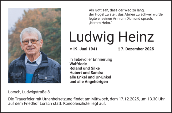 Traueranzeige von Ludwig Heinz von Bergsträßer Anzeiger