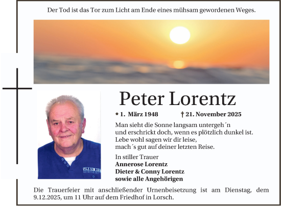 Traueranzeige von Peter Lorentz von Bergsträßer Anzeiger