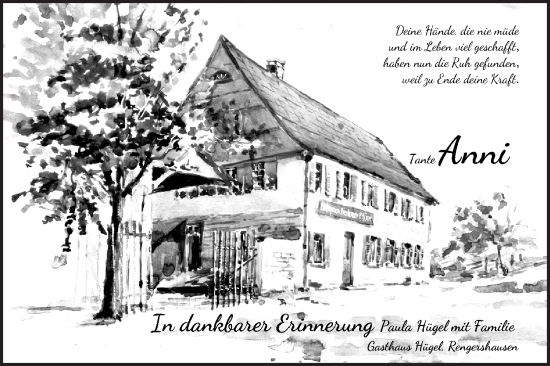 Traueranzeige von Anni Wilhelm von Fränkische Nachrichten