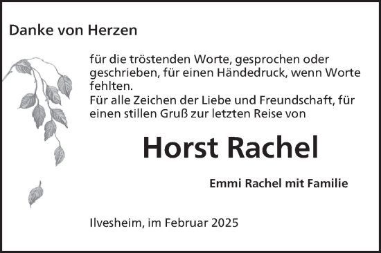 Traueranzeige von Horst Rachel von Mannheimer Morgen