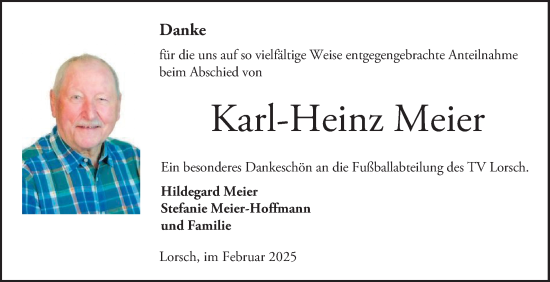 Traueranzeige von Karl-Heinz Meier von Bergsträßer Anzeiger