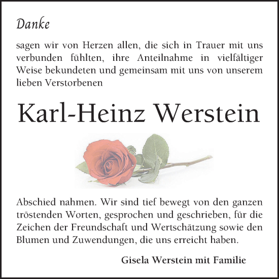 Traueranzeige von Karl-Heinz Werstein von Bergsträßer Anzeiger