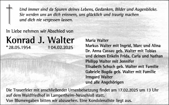 Traueranzeige von Konrad J. Walter von Mannheimer Morgen